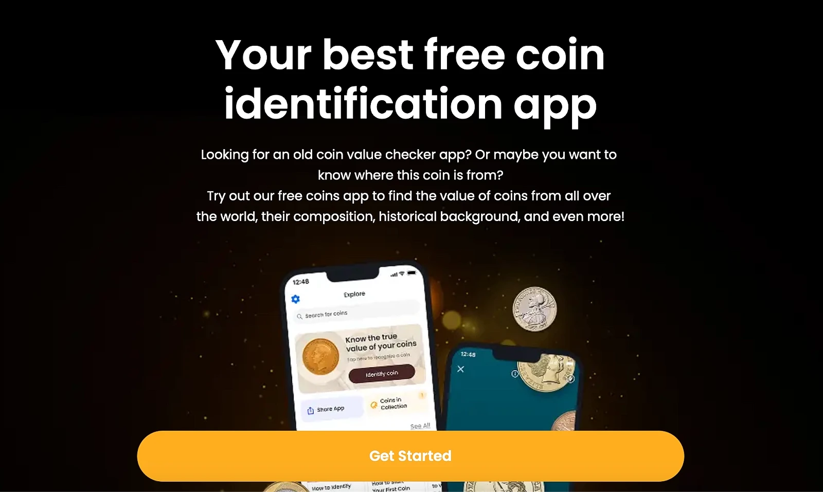 Demonstration of opportunities users receive with the Coin ID Scanner app.